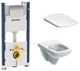 унитаз с инсталляцией 4в1 geberit: 458.121.se.1 set в Алматы фото № 1