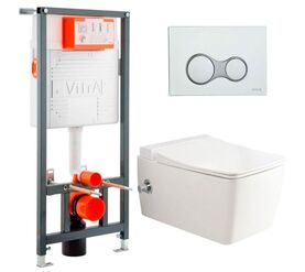 унитаз-биде с инсталляцией 4в1 vitra metropole 7672b003-1687 slim lift 742-5800-01 в Алматы фото № 1