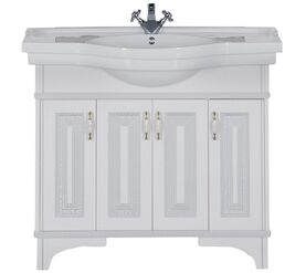 тумба валенса 110 цв.белый краколет/серебро (180148) с раковиной луис в Алматы фото № 1