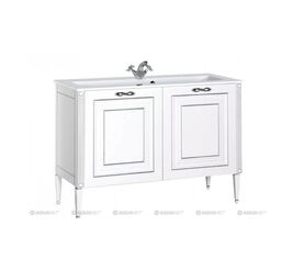 тумба паола 120 цв.белый/патина серебро (181763) раковина: мадонна 120 (marmite mikaela), литьевой мрамор (164747) в Алматы фото № 1