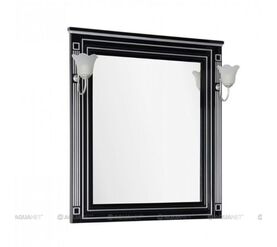 Зеркало паола 90 цв.черный/патина серебро (181766) в Алматы фото № 1