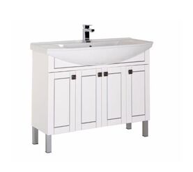 тумба честер 105 цв.белый/патина серебро (182630) с раковина: стиль 1050 (184263) в Алматы фото № 1