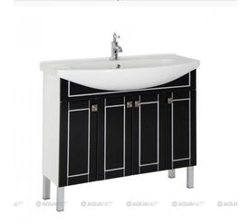 тумба честер 105 цв.черный/патина серебро (186096) с раковина - столешница: элеганс 1050 с обрамлением (183609) в Алматы фото № 1