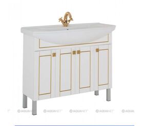 тумба честер 105 цв.белый/патина золото (186097) с стиль 1050 раковина-столешница на мебель (184263) в Алматы фото № 1