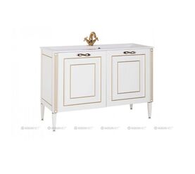 тумба паола 120 цв.белый/патина золото (186114) раковина: мадонна 120 (marmite mikaela), литьевой мрамор (164747) в Алматы фото № 1