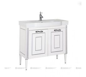 тумба паола n 90 цв.белый/патина серебро (домино) в Алматы фото № 1