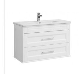 тумба универсальная напольная/ подвесная бостон 100 белая в комплекте с раковиной в Алматы фото № 1