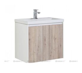 тумба акванет клио-70 цв.белый (фасад дуб кантри) (фостер) с раковиной (195721) в Алматы фото № 1