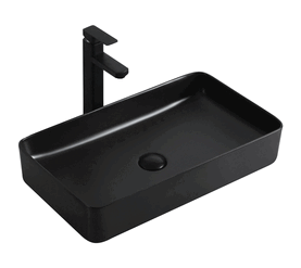 раковина накладная hans m9040b 60x35 см, черная  матовая в Алматы фото № 1