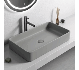 раковина накладная hans m9040d 60x35 см, серая матовая в Алматы фото № 1