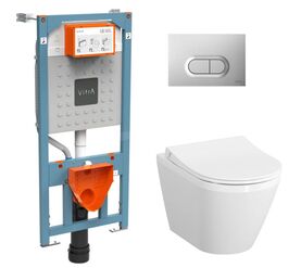 унитаз с инсталляцией 4в1 vitra integra 9004b003-7202, безободковый round l-box в Алматы фото № 1