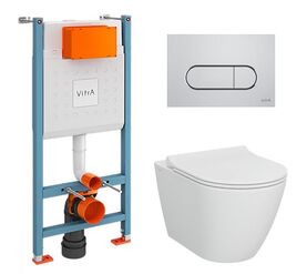 унитаз с инсталляцией 4в1 vitra sanibelle 9878b003-7200 безободковый в Алматы фото № 1