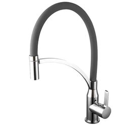 смеситель для кухни hans h812.011 с гибким изливом, хром серый в Алматы фото № 1