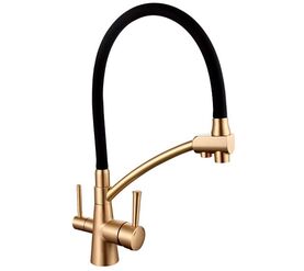 смеситель для кухни hans h823.043 с гибким изливом, для фильтра, бронза черный в Алматы фото № 1