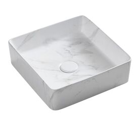 раковина накладная hans hs-2179mlg 36x36 см, светлый мрамор в Алматы фото № 1