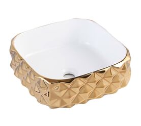 раковина накладная hans vg-2626/002 40x40 см, золотая-белая в Алматы фото № 1