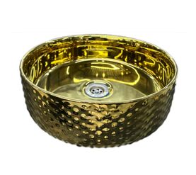 раковина накладная hans vz-se016 36х36 см, золото в Алматы фото № 1