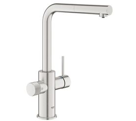 смеситель для кухни grohe blue pure minta 30590dc0, выдвижной излив, суперсталь в Алматы фото № 1