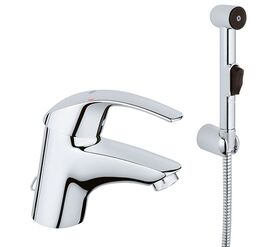 смеситель для раковины grohe eurosmart 33462001 с гигиеническим душем и цепочкой в Алматы фото № 1