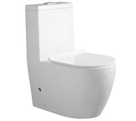 унитаз монолитный hansbaden 6381hs безободковый, пристенный, белый в Алматы фото № 1