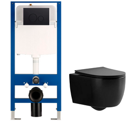 унитаз с инсталляцией 4 в 1 hans h5108-0103 m5511b, черный в Алматы фото № 1