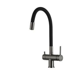 смеситель для кухни hans h824.053 с фильтром оружейная сталь черный в Алматы фото № 1