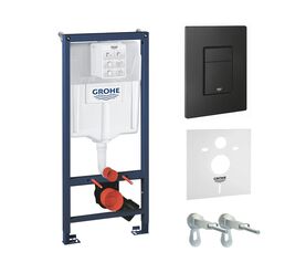 Инсталляция для подвесного унитаза 5в1 grohe rapid sl 1000046 с шумоизоляцией, панель смыва черная в Алматы фото № 1