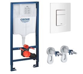 Инсталляция для подвесного унитаза grohe rapid sl 38772sh0, белая панель смыва в Алматы фото № 1