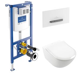 унитаз с инсталляцией 5в1 villeroy&boch subway 3.0 4670t001 viconnect 92242700 92216168 9m78s101, белая-хром в Алматы фото № 1