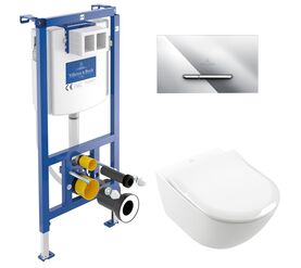 унитаз с инсталляцией 5в1 villeroy&boch subway 3.0 4670t001 viconnect 92242700 92218061 9m78s101, хром в Алматы фото № 1