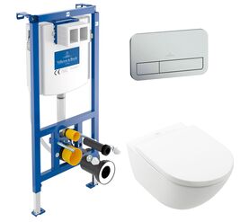 унитаз с инсталляцией 5в1 villeroy&boch subway 3.0 4670ts01 viconnect 92242700 92249069, хром в Алматы фото № 1