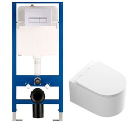 унитаз с инсталляцией 5в1 hans 5504 h5108-0207, прямоугольная белая клавиша в Алматы фото № 1