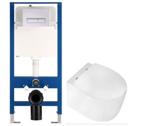 унитаз с инсталляцией 5в1 hans 5510 h5108-0207, прямоугольная белая клавиша в Алматы фото № 1