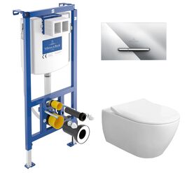 унитаз с инсталляцией 5в1 villeroy&boch subway 2.0 5614r201 viconnect 92242700 92218061, хром в Алматы фото № 1