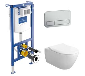 унитаз с инсталляцией 5в1 villeroy&boch subway 2.0 5614r201 viconnect 92242700 92249069, хром в Алматы фото № 1