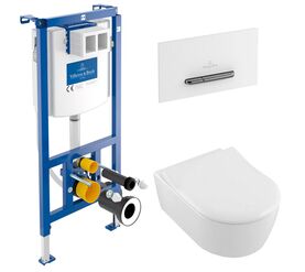 унитаз с инсталляцией 5в1 villeroy&boch avento 5656rs01 viconnect 92242700 92216168, белая-хром в Алматы фото № 1