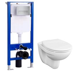 унитаз с инсталляцией 5в1 7855b003-0075 h5108-0201, прямоугольная хром клавиша в Алматы фото № 1