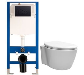 унитаз с инсталляцией 5в1 hans 5510 h5108-0103, круглая черная клавиша в Алматы фото № 1