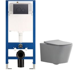 унитаз с инсталляцией 5в1 hans m5505d h5108-0103, круглая черная клавиша в Алматы фото № 1