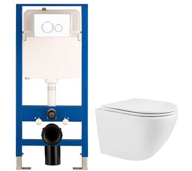 унитаз с инсталляцией 4в1 hans hs-046tq2 h5108-0107, круглая белая клавиша в Алматы фото № 1