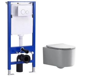 унитаз с инсталляцией 5в1 hans m5504d h5108-0107, белая круглая клавиша в Алматы фото № 1