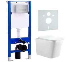 унитаз с инсталляцией 5в1 hans 2303hs h5108-0201, хром прямоугольная клавиша в Алматы фото № 1