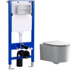 унитаз с инсталляцией 5в1 hans m5504d h5108-0201, прямоугольная хром клавиша в Алматы фото № 1