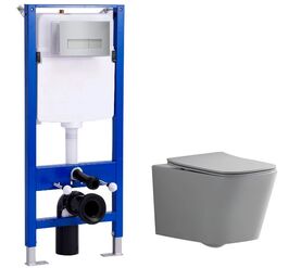 унитаз с инсталляцией 5в1 hans m5505d h5108-0201, прямоугольная хром клавиша в Алматы фото № 1