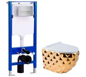 унитаз с инсталляцией 5в1 hans vg-5626/005 h5108-0201, прямоугольная хром клавиша в Алматы фото № 1