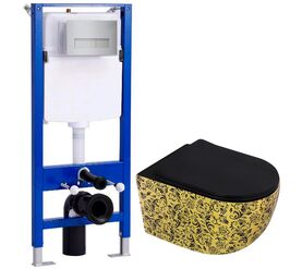 унитаз с инсталляцией 5в1 hans vz-se007/5616 h5108-0201, прямоугольная хром клавиша в Алматы фото № 1