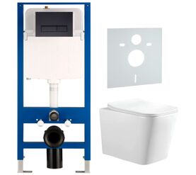 унитаз с инсталляцией 5в1 hans 2303hs h5108-0203, черная прямоугольная клавиша в Алматы фото № 1