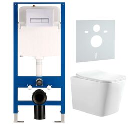 унитаз с инсталляцией 5в1 hans 2303hs h5108-0207, белая прямоугольная клавиша в Алматы фото № 1