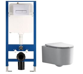 унитаз с инсталляцией 5в1 hans m5504d h5108-0207, белая прямоугольная клавиша в Алматы фото № 1