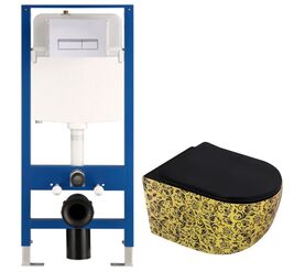 унитаз с инсталляцией 5в1 hans vz-se007/5616 h5108-0207, прямоугольная белая клавиша в Алматы фото № 1